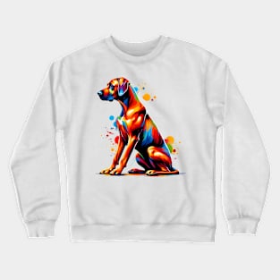 Rhodesian Ridgeback in Vibrant Splashed Paint Style Crewneck Sweatshirt